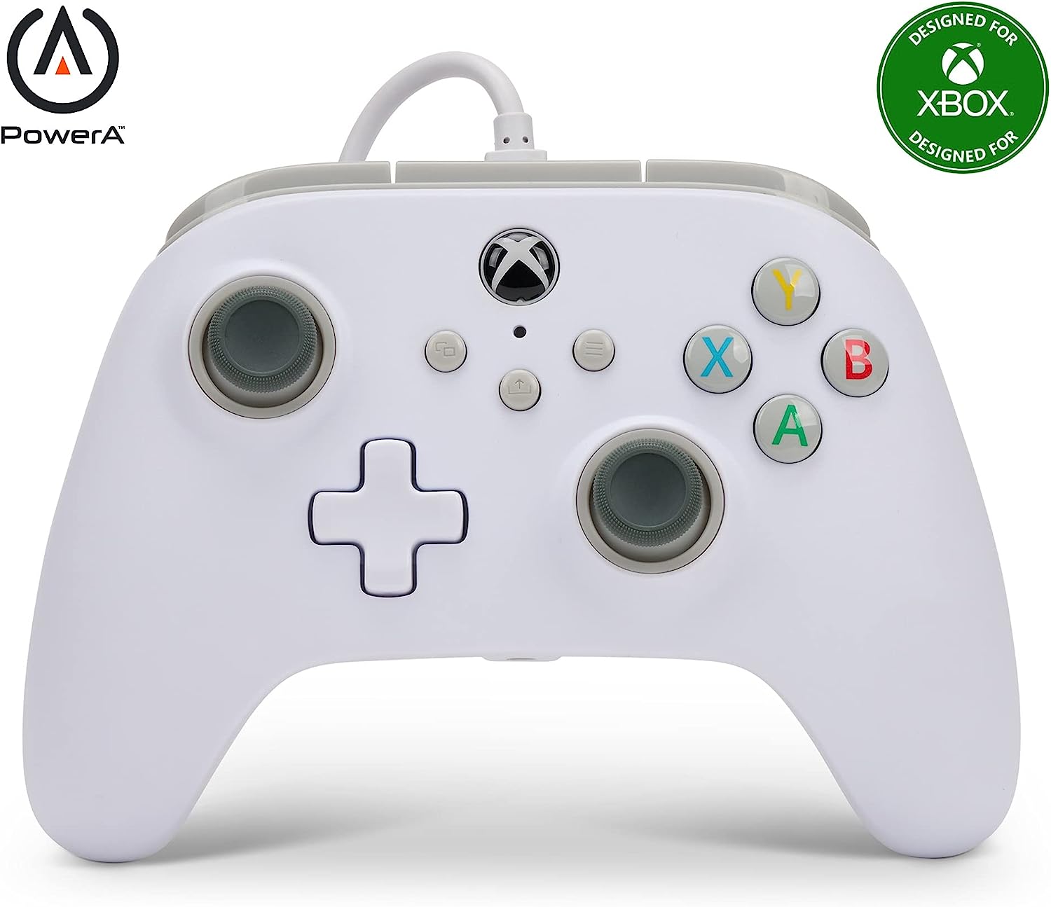 Mando consola XBOX POWER A CON CABLE blanco